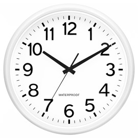 Caysie 16 Inch Sealed Large Outdoor Clock Waterproof, Silent Battery Operated Weatherproof Wall Clocks for Pool Patio Outside Home (White)