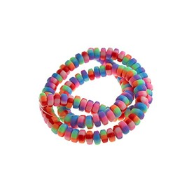 Abacus Polymer Clay Beads 4mm x 7mm - Rainbow Stripe - 1 Strand 110 Beads - BD1082