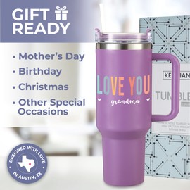 Grandma Tumbler 40oz, Mothers Day Gifts for Grandma from Grandkids, Grandma Themed Gifts, Grandma Gifts from Grandchildren, Grandmother Birthday Gifts, Christmas Gift Ideas for Grandmother, Gift Ready