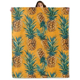 Manta de piña amarilla para niños, niñas, adultos y mujeres, mullida, cálida, suave y acogedora, manta de franela, regalo ideal para recámara, sofá, viajes y decoración del hogar, 50 x 60 pulgadas