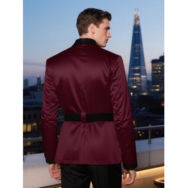 Apornipal Men's Satin Smoking Jacket Robe Fully Lined House Kimono Bathrobe with Belt for Spring Summer (Wine Red,42R)