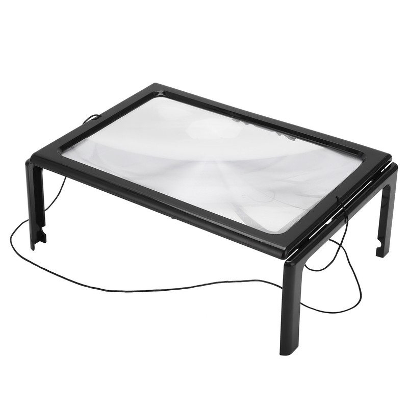 A4 Size Reading Magnifying Glass with LED Light and Stand