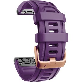 YOCAHU Gold buckle QuickFit Watch Band,20mm Sport Waterproof Quick Release Easy Fit Wristband Strap for Garmin Fenix 7S 6S Pro/Sapphire,Fenix 5S/Fenix 5S Plus (PURPLE)