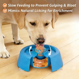 Gevicont Slow Feeder Dog Bowl with Built-in Rolling Ball, Anti-Spill Liquid Lick Bowl for Wet Food, Yogurt & Bone Broth, Non-Slip BPA-Free Slow Feeder for Small Medium Dogs