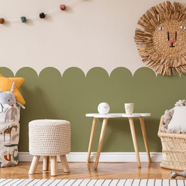 Fuutreo 6 Pcs 15.7 ft Vinyl Sticky Scallop Stencil for Wall Removable Scallop Edge Paint Border Self Adhesive Wall Stencil for Home Living Room Nursery Bohemia DIY Painting Decor (Weak Tack)
