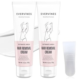 Evervines Hair Removal Cream for Women - Gentle Depilatory for Sensitive Skin - Bikini Line Legs Underarms & Face with Scraper (4.2oz)