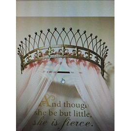 Metal Wall Teester Bed Canopy Drapery Bed Crown Hardware Antique Style ( Gold-31.5x14x9.5)