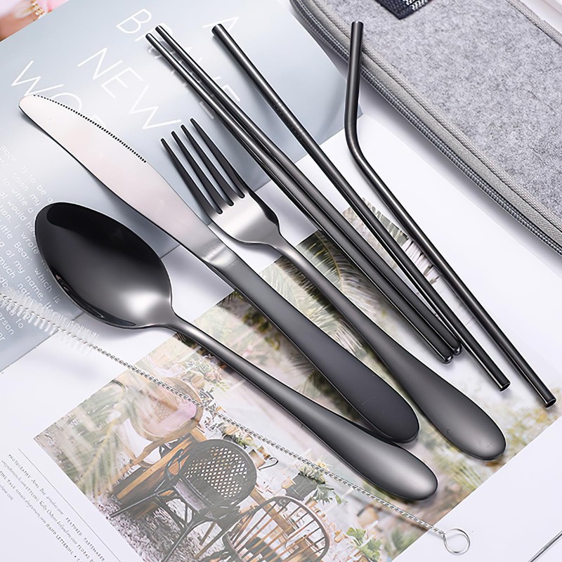 Travel Utensil Set, Reusable Stainless Steel Flatware Set with Case,
