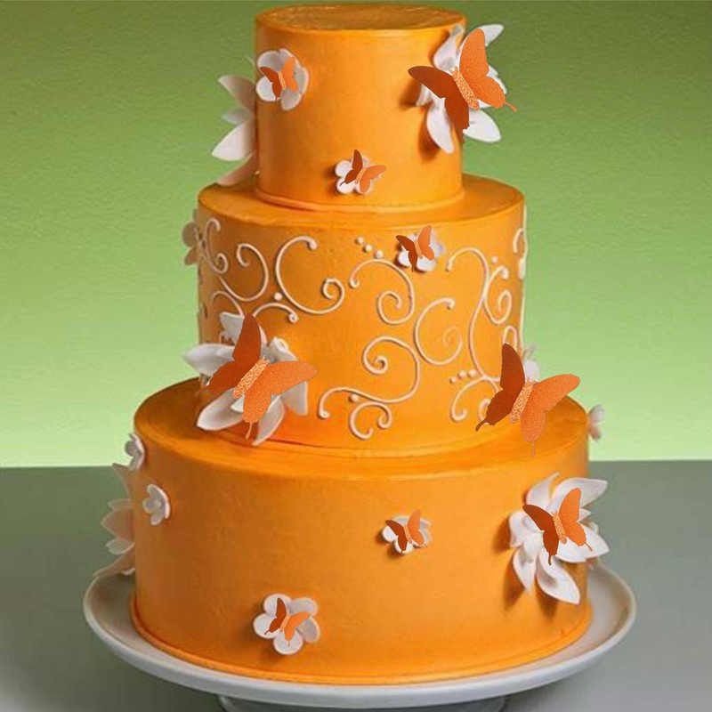 Glitter 3D Butterfly Wall Stickers - Orange