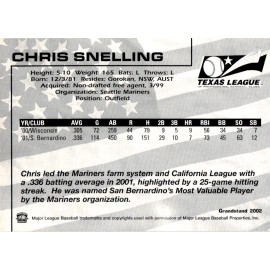 Chris Snelling Signed 2002 Grandstand Texas League Top Prospects San Antonio