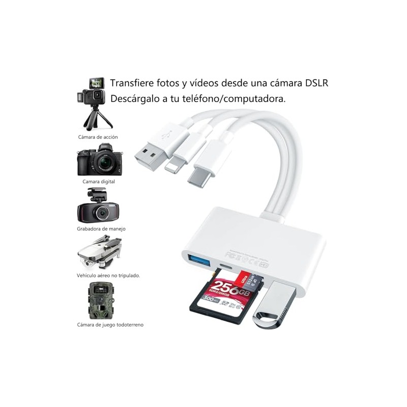 Lector de Tarjetas de Memoria 5 en 1, Adaptador SD,
