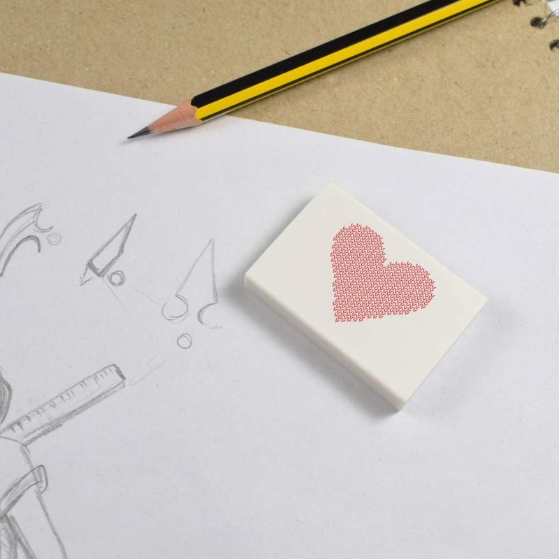 2 x 45mm 'Knitted Heart' Erasers/Rubbers (ER00044194)