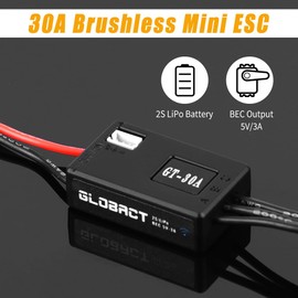 GLOBACT 30A Brushless Mini ESC 5V/3A BEC Output & Adjust Parameters via APP for 1/18 TRX4M FCX18 Ascent-18 1/24 SCX24 FCX24 RC Crawler Upgrade Parts