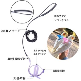 POTATO Bird Harness for Parakeet Dedicated Reed Harness for Lizard Small Animals, Outdoor Walking Angel Wings Training Rope, Prevents Loss, Lack of Exercise, Parakeet, Adjustable Rope (Neck Neck: 10.6