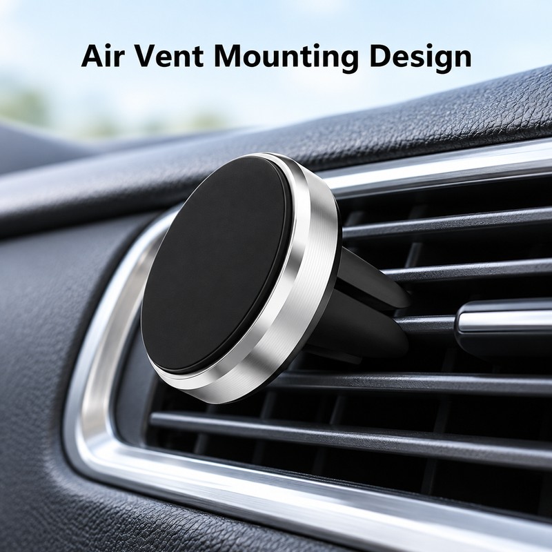 Magnetic Car Phone Mount for Air Vents – Compact Metal