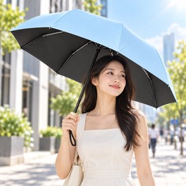 Mini 5-Fold Pocket Umbrella, Compact UV Protection Sun & Rain Parasol, Lightweight Portable Travel Umbrella with Square Handle