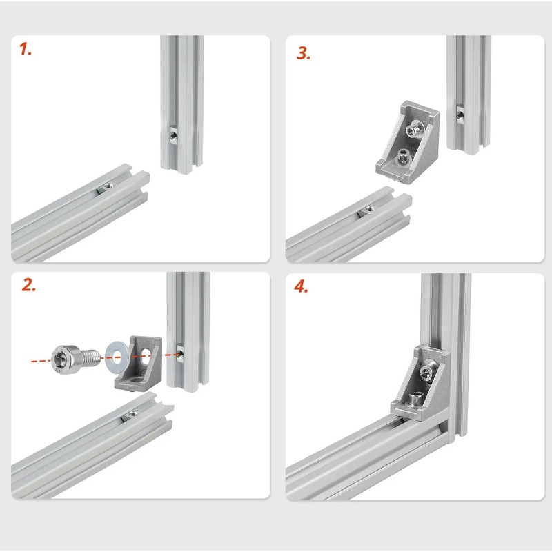 Bohaner 20 x Mounting Material Angle Aluminium Profile 20 x