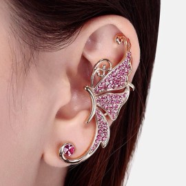 Unbranded Pink and Gold Butterfly Ear Cuff, Butterfly Ear Wrap, Butterfly Climbing Earring