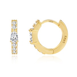 ALEXCRAFT Women's 925 Silver Earrings, Small Square Hoop Earrings, Small Thick Hoop Earrings, Hypoallergenic, Small Huggie Earrings, Square Cubic Zirconia, Small Chunky Earrings, Small Geometry Hoop