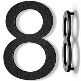 Yafimea House Number Plaque Large Mdoerne Made of ABS Plastic in 3D Look 20 cm Black Number 8