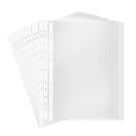 A4 Punched Pocket, 100 pcs Sheet Protectors Ideal for All 2, 3,4 Ring Binders