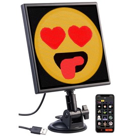 Luminea LED Display Board: Programmable LED Picture Frame with 64 x 64 LEDs, App, USB Operated (LED Display Script, LED Picture Frame Illuminated)