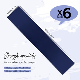 Pack of 6 Dark Blue Table Runners, Satin Table Runner, 30 x 180 cm Long, Silk Table Runner for Wedding Party Birthday Banquet Table Decoration - Dark Blue