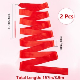 GORGECRAFT Pack of 2 Red Dance Bands 4.3 m Long Ribbon for Rhythmic Gymnastics Artistic Dance Streamer Dancer Wand Swirl Bands for Art Dance Training Talent Shows Circus Carnival Party Decoration