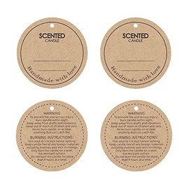 CandMak Candle Hang Tags, 160pcs 2" Diameter Handmade with Love Scented Candle Labels, Warning Labels for Candle Making