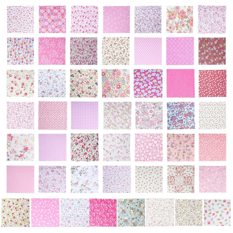 50 PCS Pink Charm Packs for Quilting 5 × 5