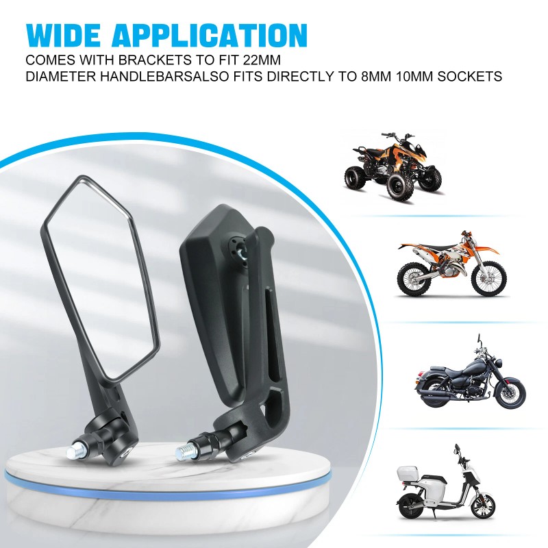 KEEPDSGN 2x Black Motorcycle Rear View Mirror For Yamaha V