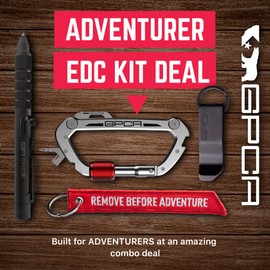 GPCA Adventurer EDC Gear Kit Deal, Includes GP Money Clip,GP 1945 Bolt Action Pen Pro,Red Key Tag, Steel Carabiner Keychain, and Night Rider Decal, Heavy-Duty Tools for Outdoors