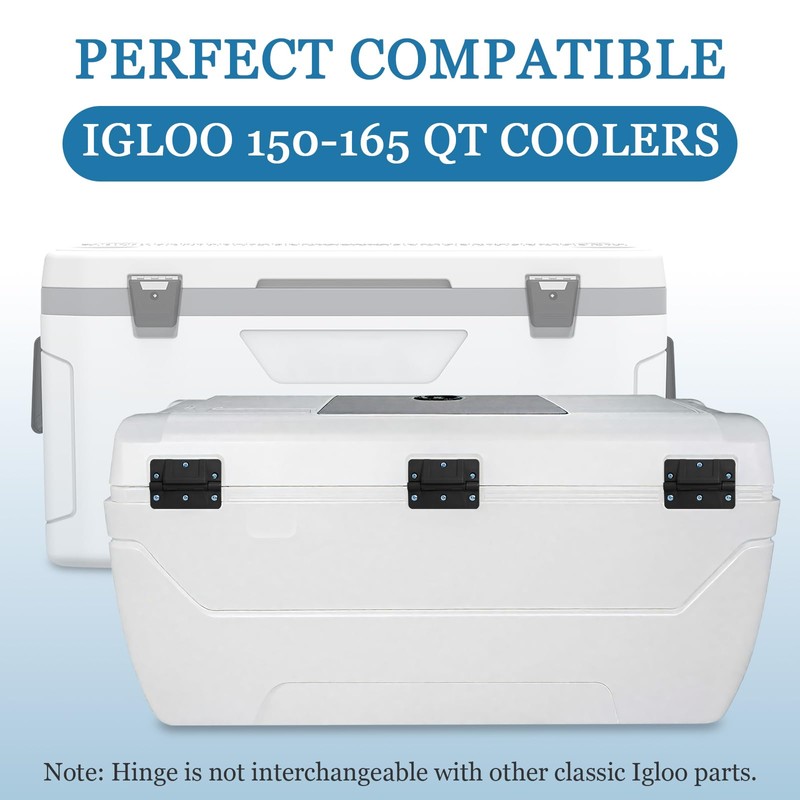 SHAHN Black Cooler Oversized Mechanical Hinge Replacement for Igloo Newer