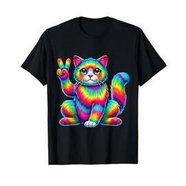 Tie-Dye cat feline Peace Sign hippie Men Women Kids T-Shirt