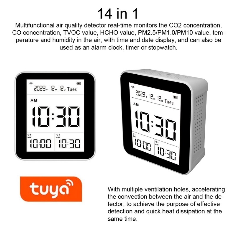 14 in 1 Tuya WIFI Intelligent Air Quality Monitor Indoor