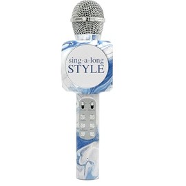 Wireless Express - Sing-Along Bling Bluetooth Karaoke Microphone and Bluetooth Stereo Speaker All-in-One (Swirl Blue)