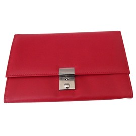Travel Document Wallet - Soft Leather - Lockable (Red), 22x14.5x2cm