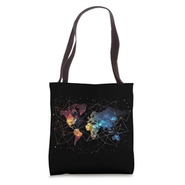 Geometric World Map Decor Tote Bag