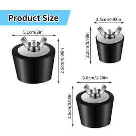 TogtherKings Pack of 3 Pool Winter Plugs, 25-38-51 mm Pool Rubber Plugs with Stainless Steel Bolts, Winter Expansion Plugs, for Intex Pool for Against Frost Damage to Swimming Pools Drain Pipes