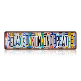 Vintage Relax Soak Unwind Breathee Wall Decor Street Signs Bathroom Metal Tin Signs 16 x 4 Inches