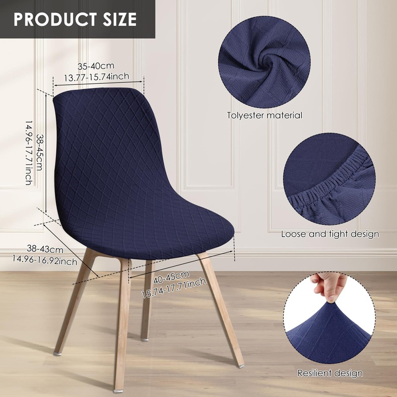4PCS Dining Room Chair Covers, Minimalist Shell Chair Slipcovers, Elastic
