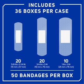 Care Science Clear Adhesive Bandages, 50 ct Assorted Sizes (Pack of 36) | Flexible + Breathable Protection Helps Prevent Infection for First Aid and Wound Care