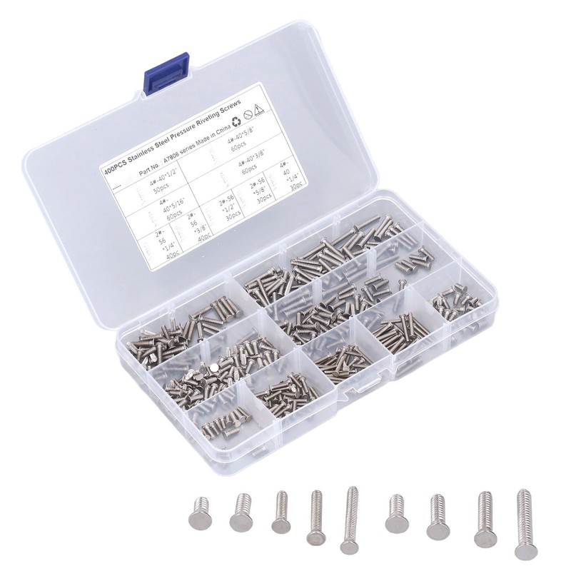 400Pcs Riveting Screw Kit Pull Electric Welding Stainless Steel Fastener