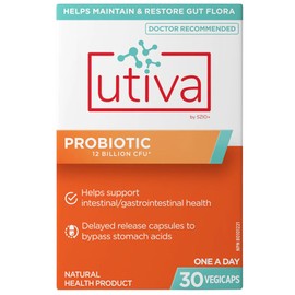Utiva Probiotic 12 Billion CFU, Shelf Stable, Delayed Release, 30 Vegetable Capsules, 30 Vegetable Capsules