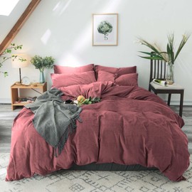 Famanti Pink Velvet Duvet Cover Queen Size Bedding Duvet Cover 3PCS, Ultra Soft Luxurious Velvet Duvet Cover, Comfortable and Warm Velvet Duvet Cover Zipper Closure Corner Tie (Pink, Full 80”×90“)