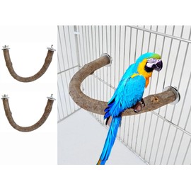 2Pcs 6.2inch Parrot Bird Natural Wood Stand Perch Swing U Shape Stick Bird Perches Bird Cage Toy for for Small to Regular Size Birds