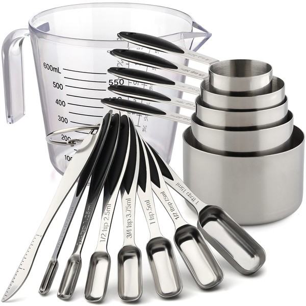 Measuring Cups and Spoons Set Stainless Steel Including 5 Heavy