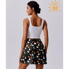 PINSPARK Golf Skorts for Woman High Waisted Athletic Skirt Quick Dry Tennis Skirts with Pockets Strecthy Pickleball Skort Knee Length Active Skorts, Black Ghost M