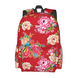 famliihw Red Flower Backpack Bookbag School Backpacks Laptop Backpack Multipurpose Tote Casual Daypack for Kids Boys Girls Men Women Travel Hiking