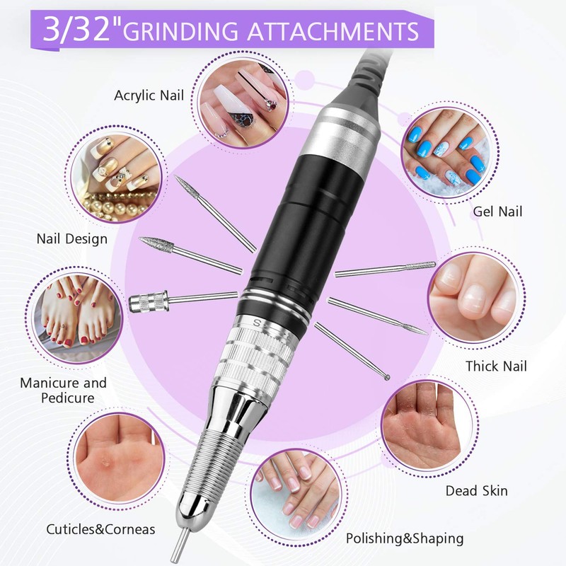 35000RPM Portable Nail Drill Machine, HoMove Professional Rechargeable Efile Nail